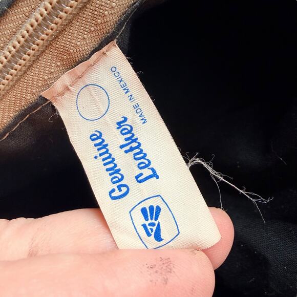 Vintage Genuine Leather Mexico Tan Crossbody Shoulder Bag Slouchy Boho - Picture 10 of 12